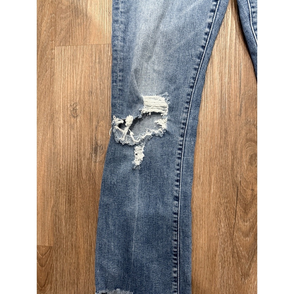 Mother The Insider Crop Step Chew in Dancing on Coals Distressed Blue Jeans Sz26 - Picture 5 of 11